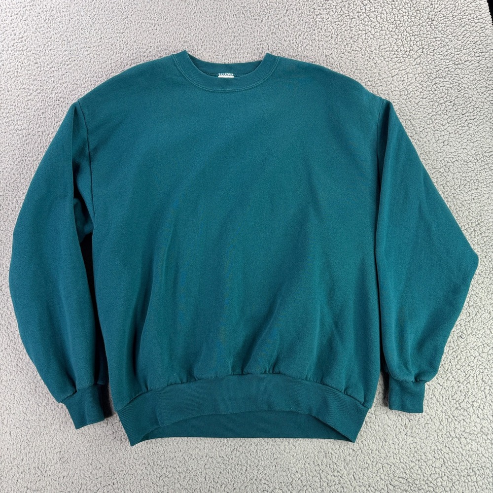 Jerzees Sweatshirt Mens XL Teal Green Vintage 90s Made in USA Crewneck Blank